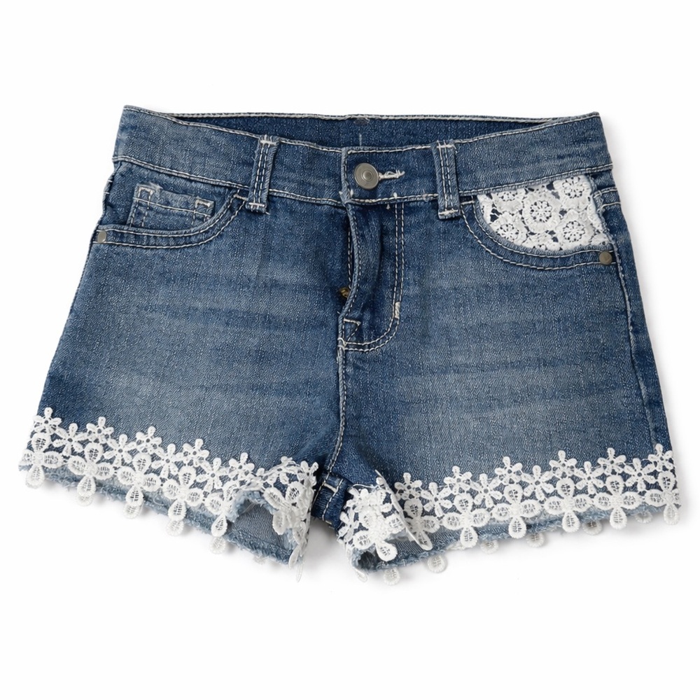 Wonder Nation Girls Denim Shorts 4T – Lace Trim – NWOT- Summer